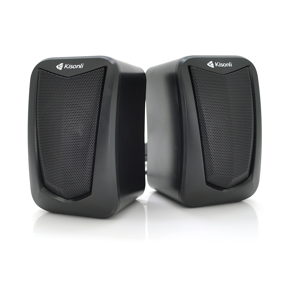 Колонки 2.0 Kisonli KS-06, для ПК і ноутбука USB 3.5mm, 2x3W 20Hz 20KHz Black BOX Q50, фото №1