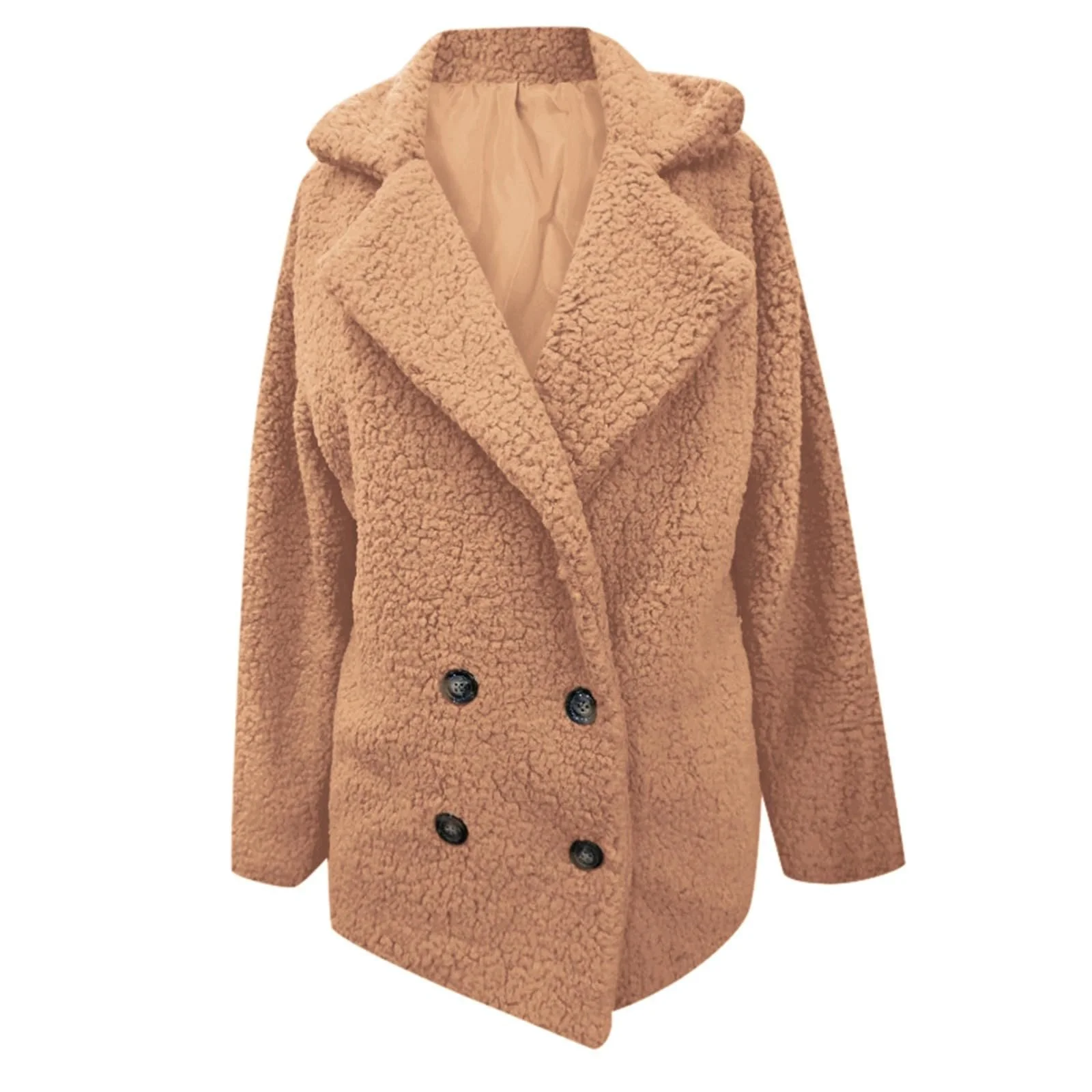 Жіноча куртка шерпа Pdakieyxnd плюшева, однотонна зимова, фото №6