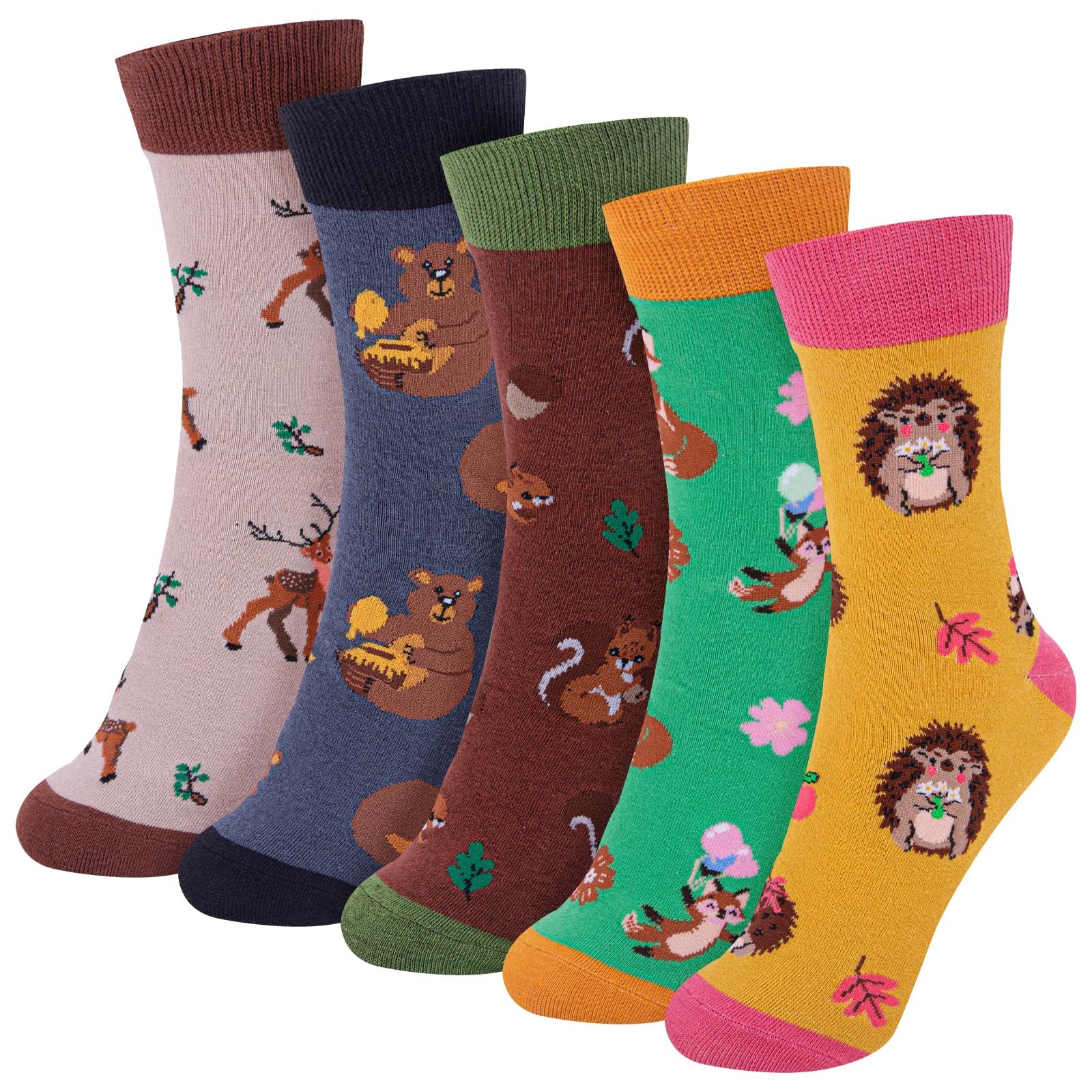 Носки Женские С рисунком Кошки/Собаки Разноцветные Хлопковые (5/6 пар), фото №1