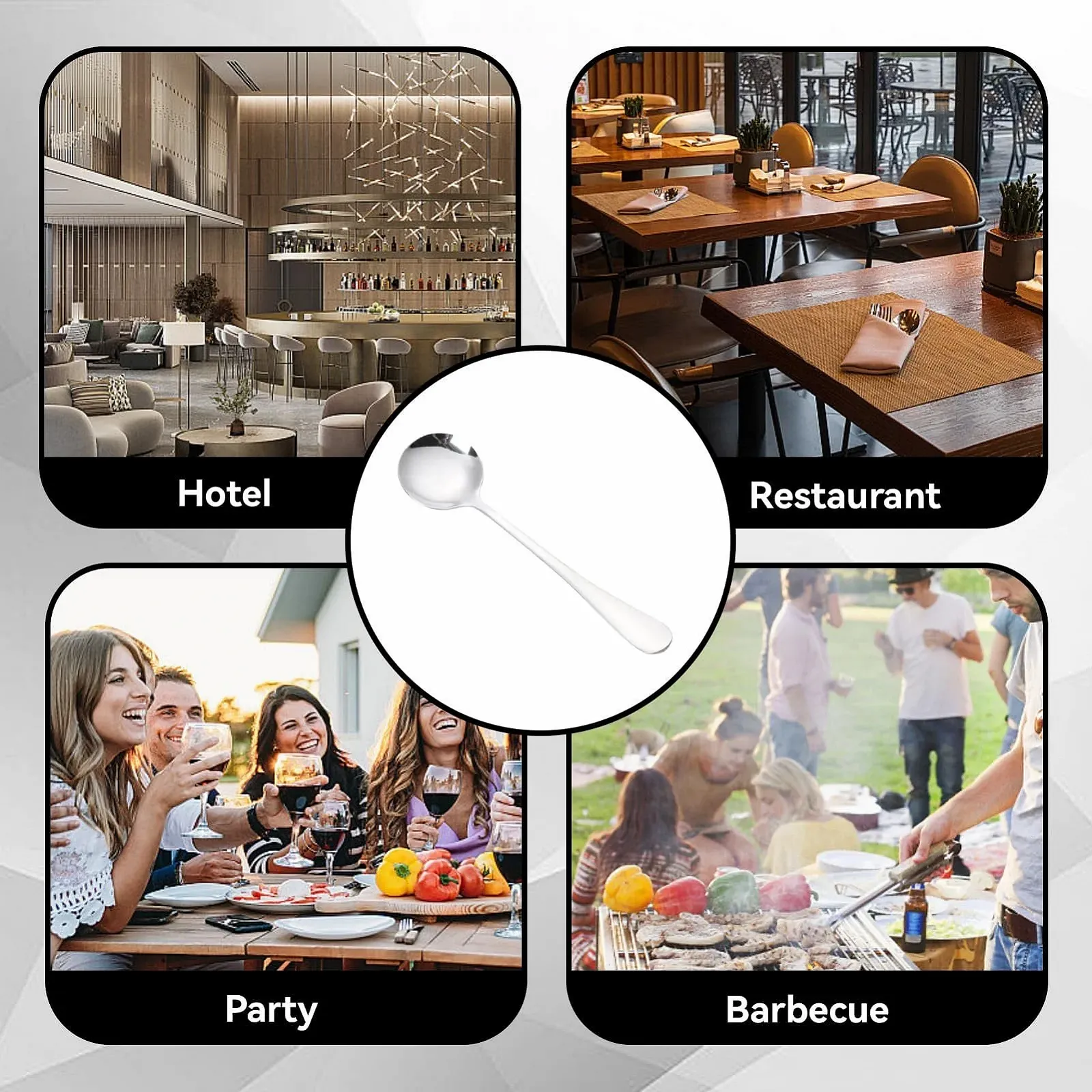 Набір з 2 круглих ложок з нержавіючої сталі, металева, фото №7