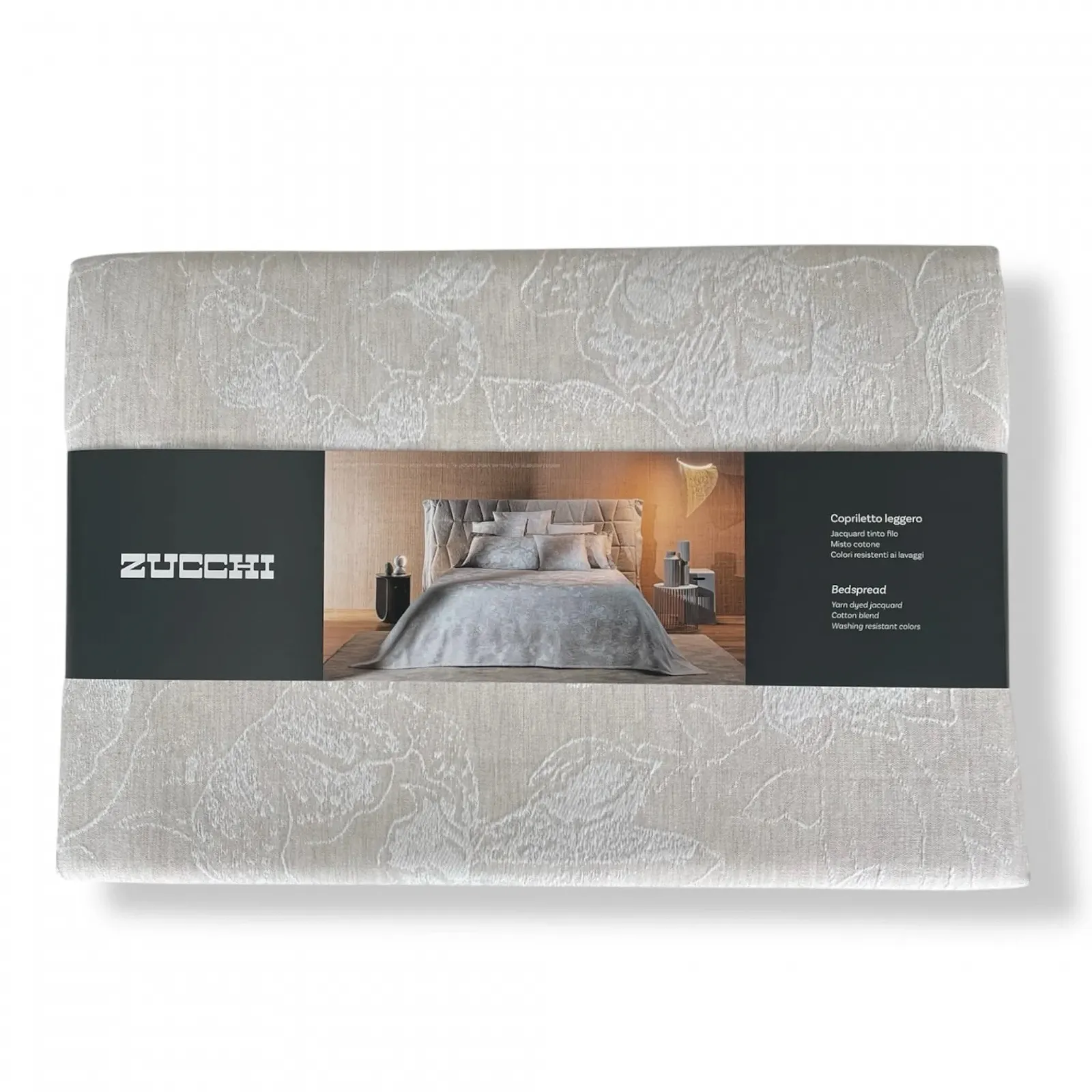 Покрывало Легкое Двуспальное Жаккардовое Zucchi Flow 260 x 260 см Бежевый, фото №3