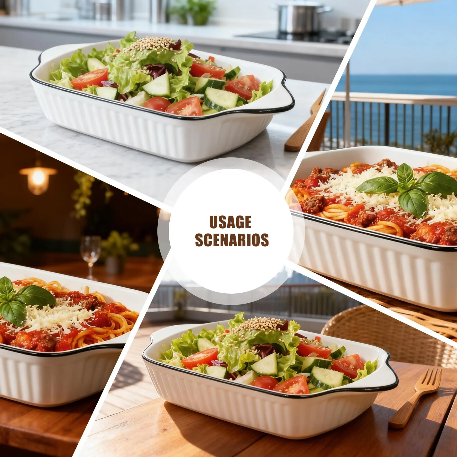 Набор форм для запекания керамических прямоугольных с ручками 1 л 4 шт. 26.5 x 14.7 x 4.6 см, фото №7