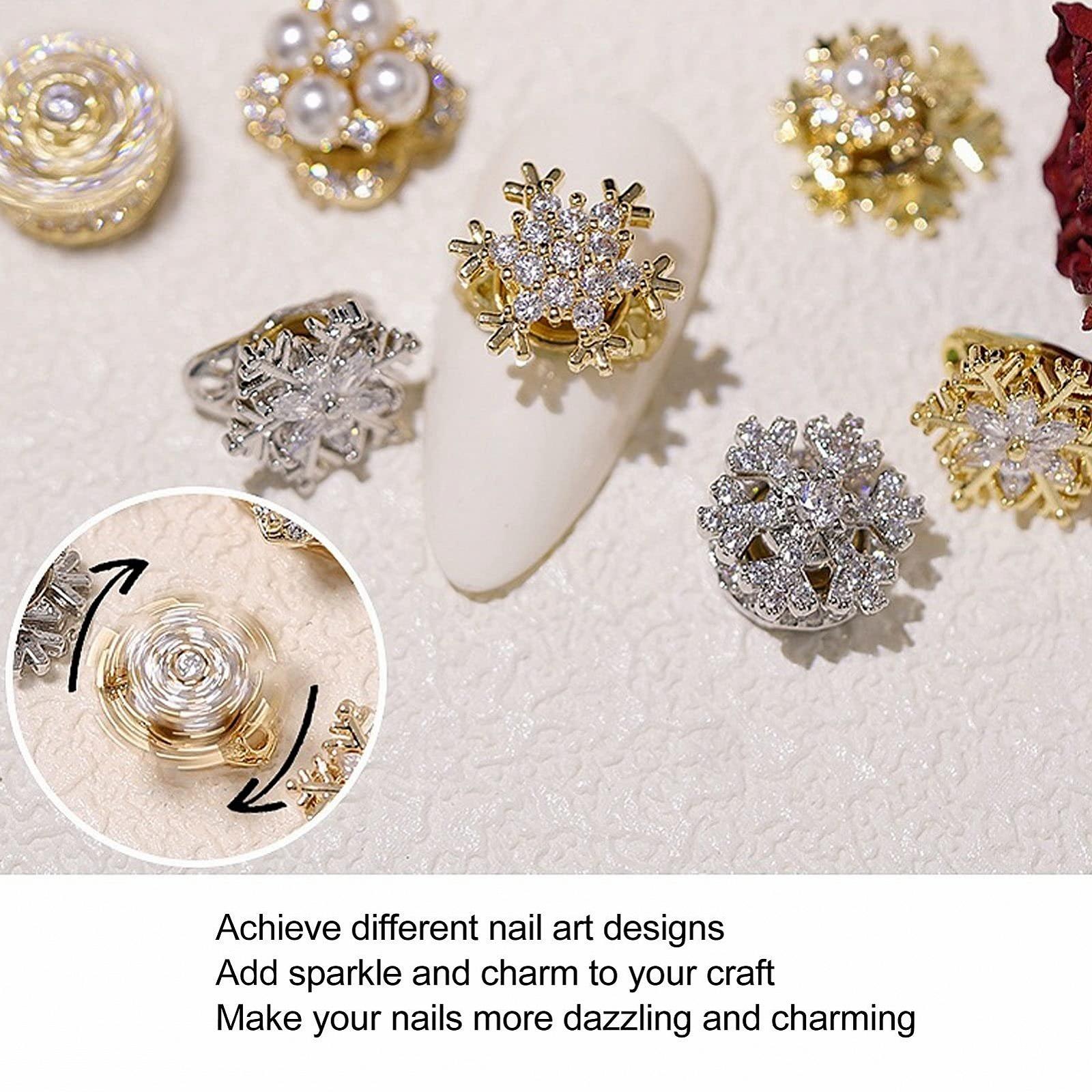 Сніжинки з намистинами (2 шт.) Прикраси для нігтів, фото №3