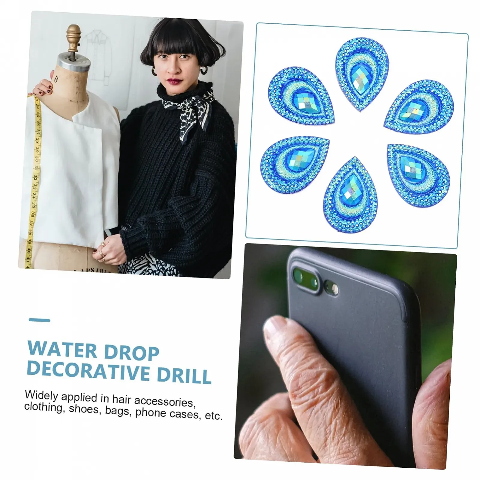 Стрази Форми Краплі Води NUOBESTY 3 шт., фото №6