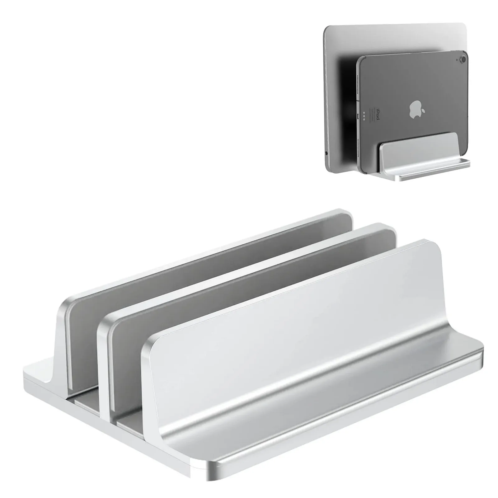 Вертикальная Подставка для Ноутбука Алюминиевая Регулируемая с 2 Слотами (до 17.3 дюймов), фото №1