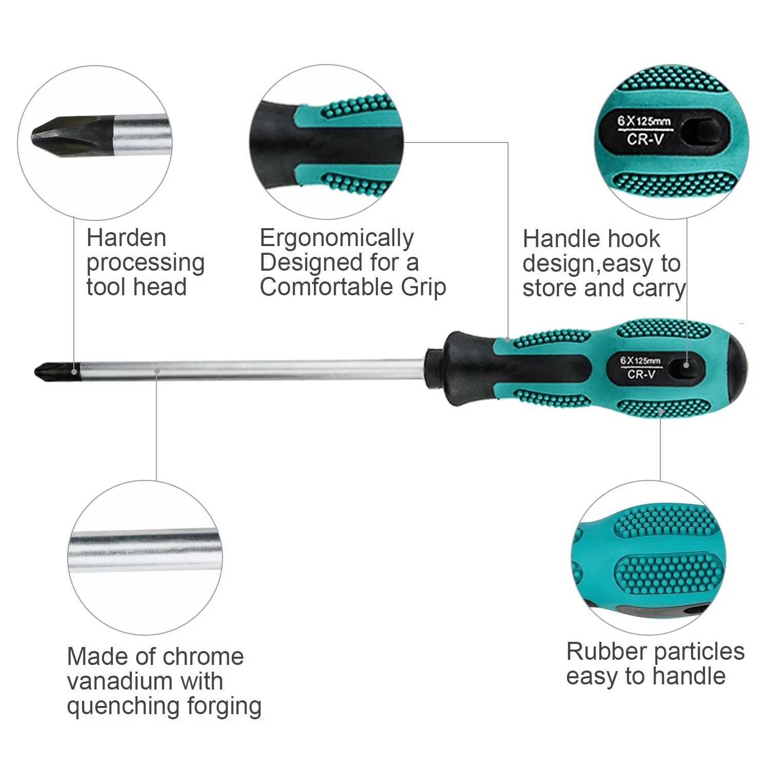Набір викруток магнітних 10 шт Cr-V Шліцеві та хрестові, фото №6