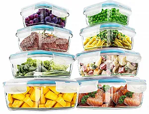 Контейнери для зберігання продуктів Kichly Скляні Набір 6 од (3 контейнери + 3 кришки) BPA free Прозорі кришки - Фото 1