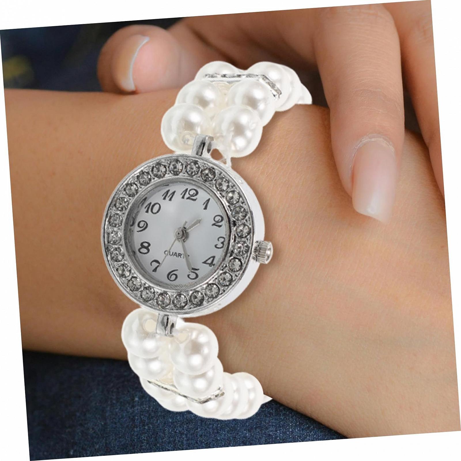 Ювелирные часы-браслет с жемчугом PartyKindom Винтажные часы Золотые часы Reginald Bling Watch Minnowxy, Белый, фото №4 Ювелирные часы-браслет с жемчугом PartyKindom Винтажные часы Золотые часы Reginald Bling Watch Minnowxy, Белый, фото №4