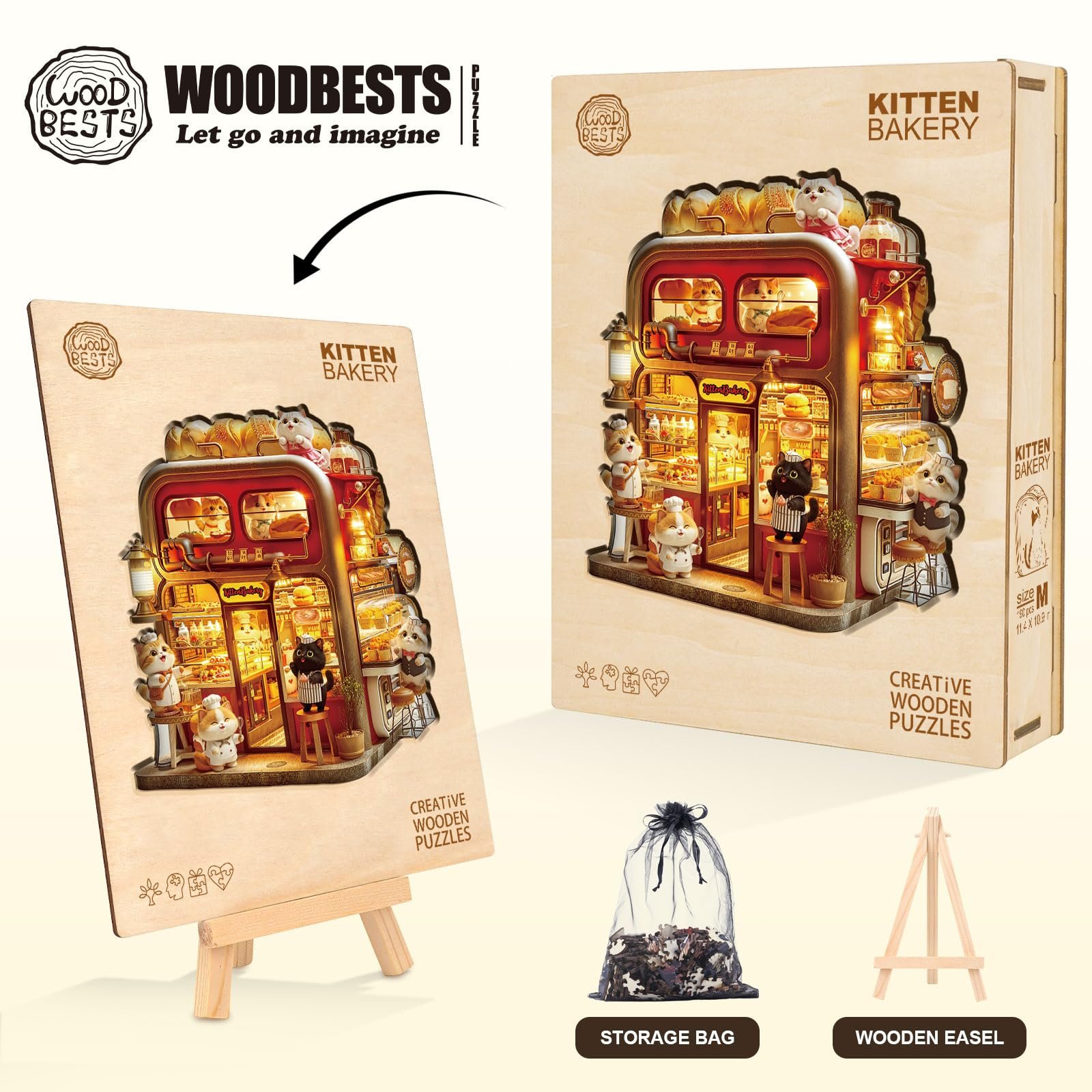 Дерев'яний пазл Kitten Bakery 270 деталей 34 x 32.3 см, фото №4