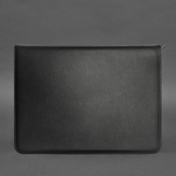 Шкіряна папка А4 на блискавці для документів чорна, фото №4