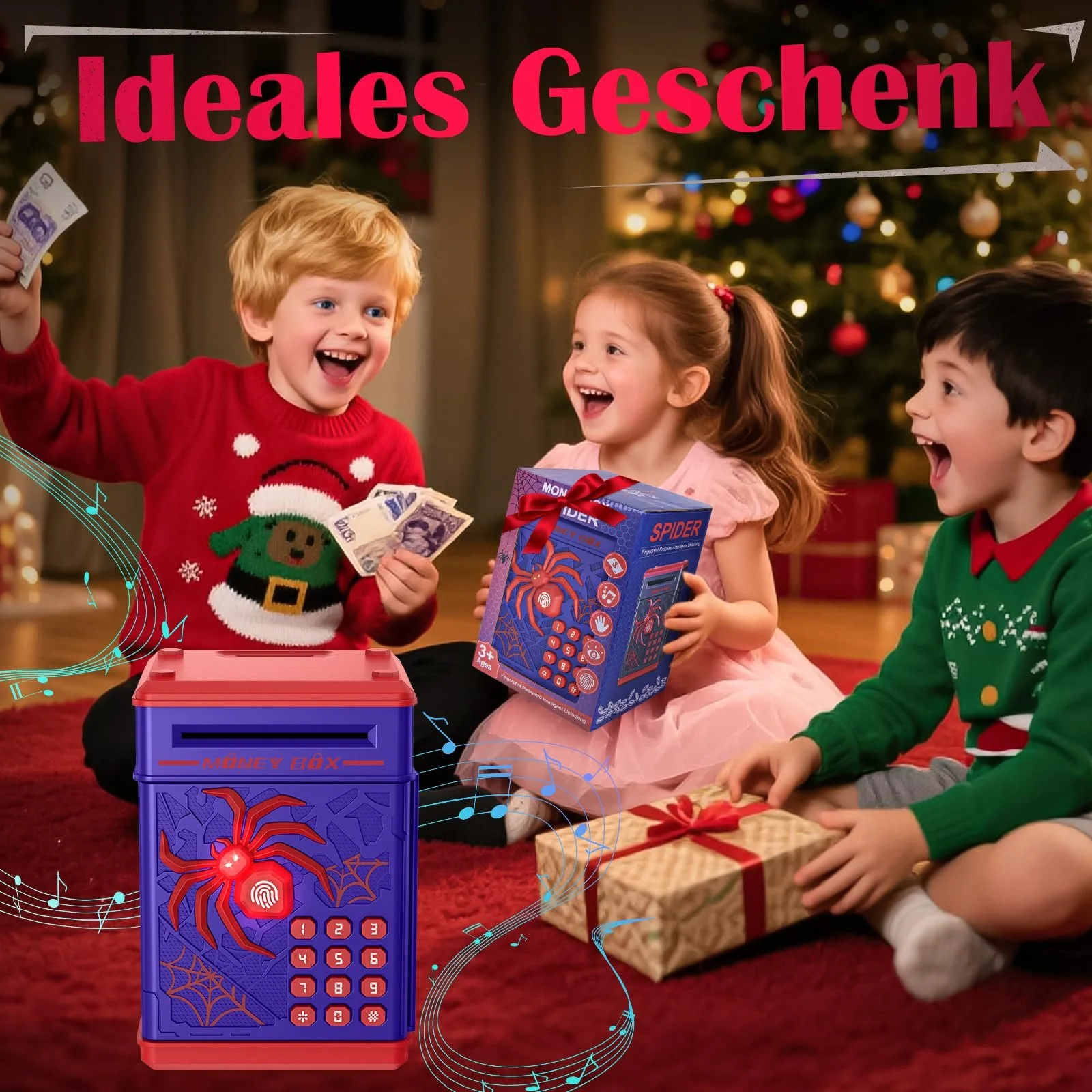 Скарбничка-сейф Spider електронна з кодовим замком та музикою, фото №7