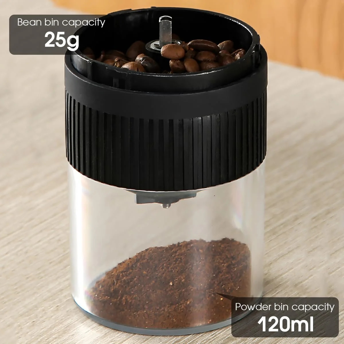 Електрична кавомолка WASAGA USB акумуляторна портативна бездротова міні-з жорнами для дому або офісу, фото №5