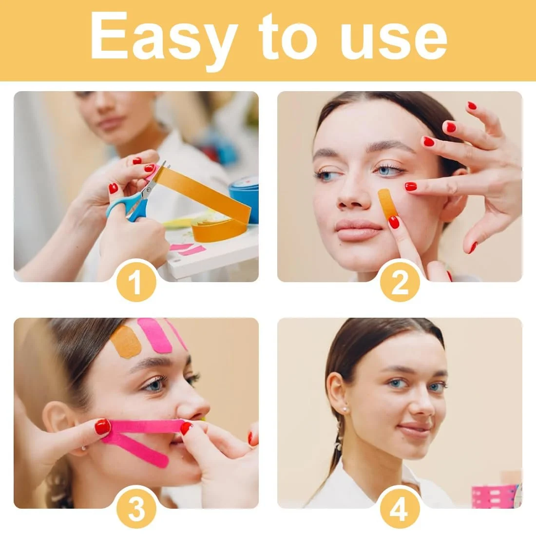 Набір стрічок для підтяжки обличчя 4 шт., два розміри, патчі проти зморшок, фото №4