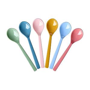 Ложки чайные RICE Набор из 6 штук "All You Need is Love and" Разноцветные Десертные ложки из прочного меламина 145 см - Фото 1