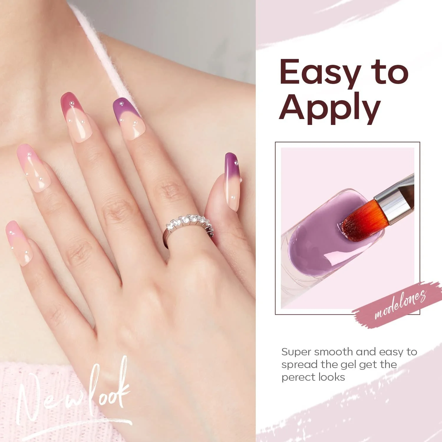 Полигель Modelones Набор 6 цветов Натуральный розовый фиолетовый, фото №4