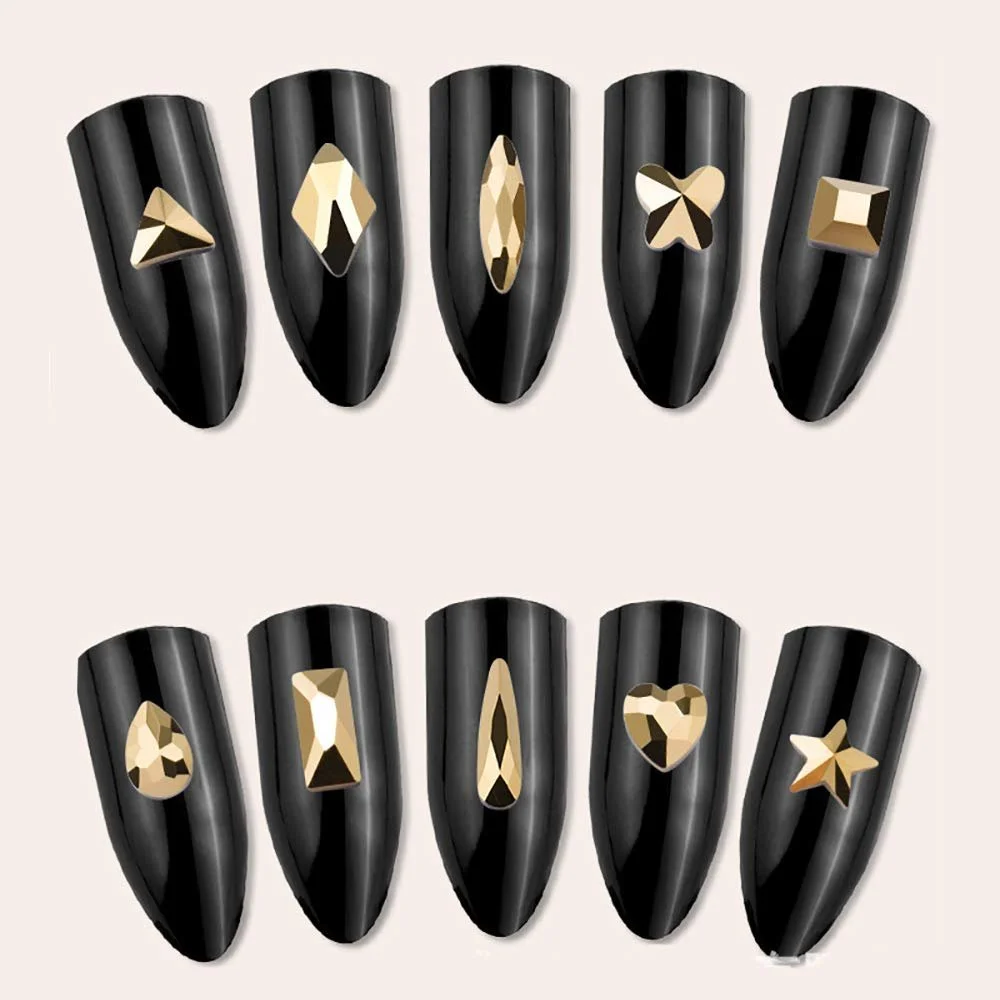 Стрази Блискучі золотисті для нігтів 4 x 6 мм, 100 шт, фото №4