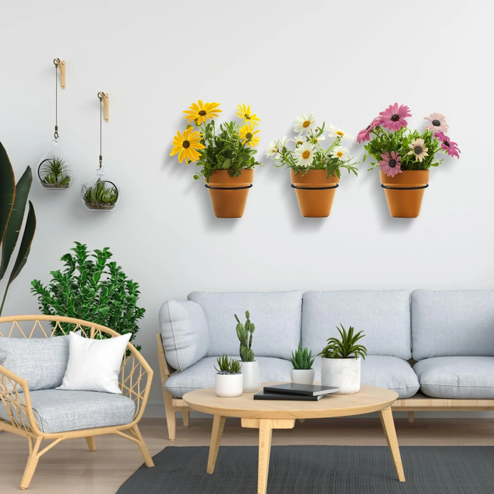 Настенный держатель для цветочных горшков набор 6 шт 11 см с винтами черный, фото №6