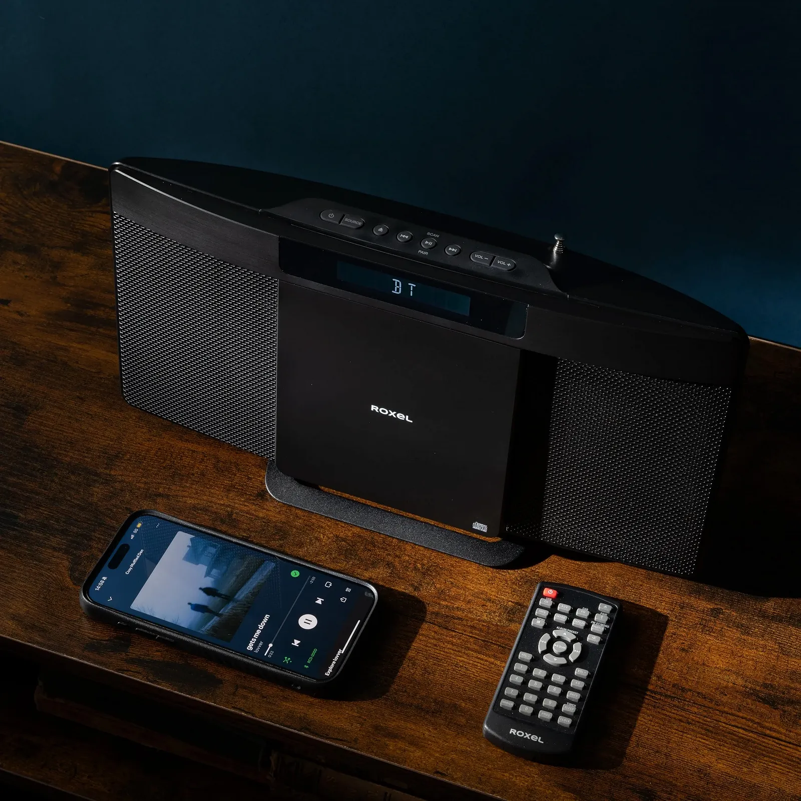Музыкальная система Roxel Micro HiFi System с DAB/DAB+/FM-радио, беспроводным BT V5.4, мощным динамиком, настенный, USB и AUX вход, дистанционное управление, тонкий и плоский дизайн, белый LED-дисплей, фото №6