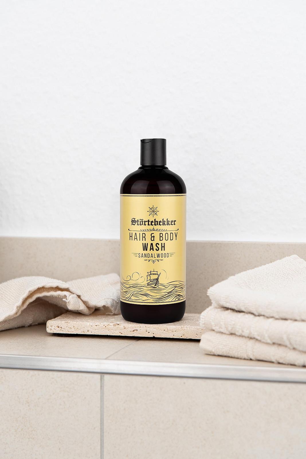 Гель для душу та шампунь Störtebekker Premium Hair & Body Wash Sandalwood 2-в-1 для чоловіків з алое вера 500 мл, фото №5