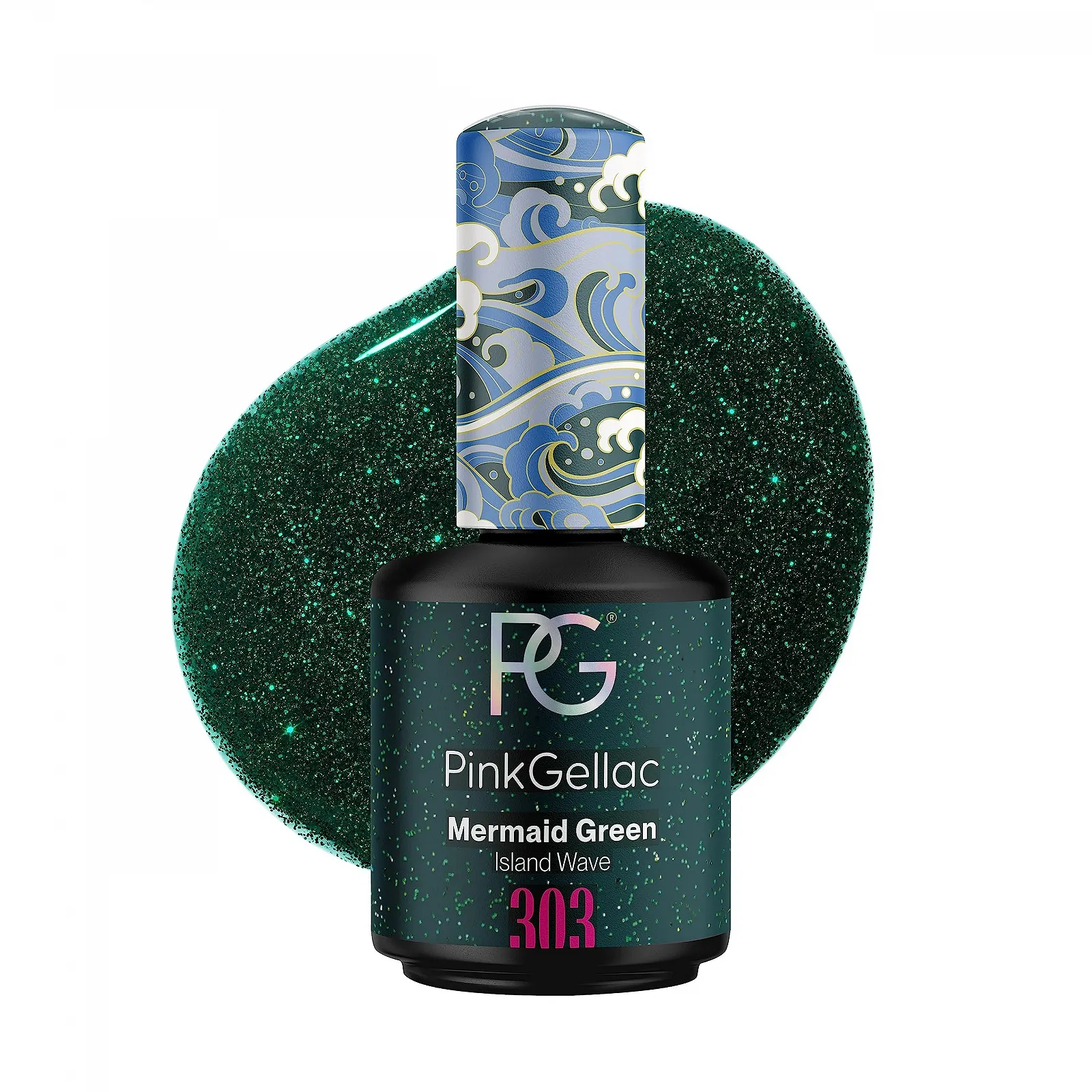 Гель-лак Pink Gellac 303 Mermaid Green, 15 мл, зеленый, фото №1 Гель-лак Pink Gellac 303 Mermaid Green, 15 мл, зеленый, фото №1