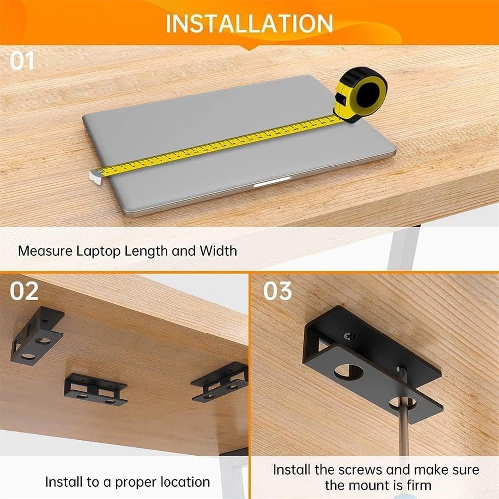 Держатель для ноутбука под стол Металлический Кронштейн для эргономичной организации пространства под столом (Черный), фото №2 Держатель для ноутбука под стол Металлический Кронштейн для эргономичной организации пространства под столом (Черный), фото №2