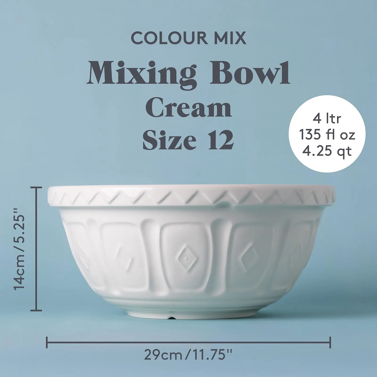 Миска Mason Cash S12 Colour Cream 29 см 4 л Кераміка, фото №3 Миска Mason Cash S12 Colour Cream 29 см 4 л Кераміка, фото №3