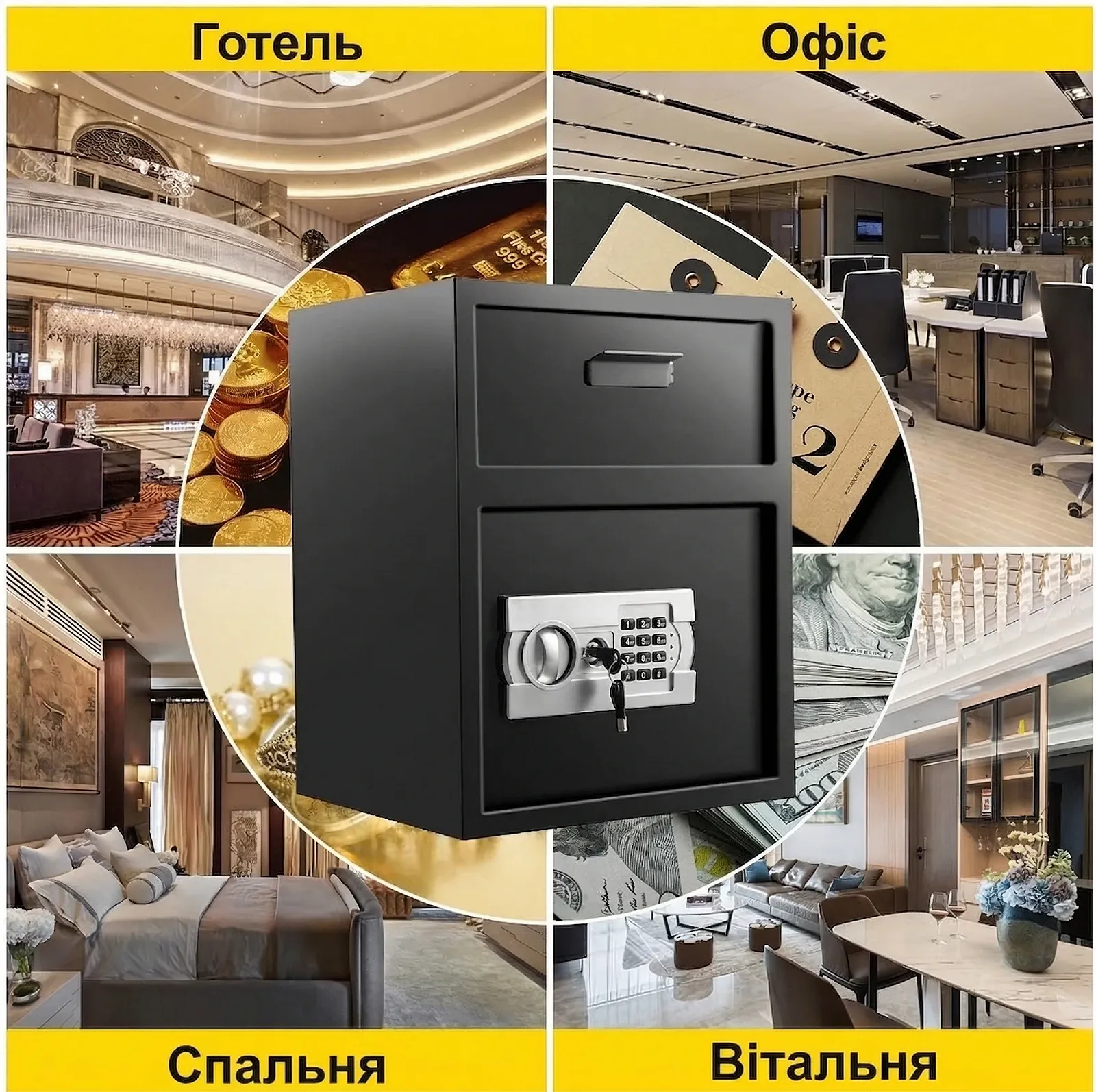 Взломостойкий депозитарный сейф VEVOR / LCD-дисплей / Программируемый код 3-8 цифр / Усиленная сталь / Система блокировки, фото №6 Взломостойкий депозитарный сейф VEVOR / LCD-дисплей / Программируемый код 3-8 цифр / Усиленная сталь / Система блокировки, фото №6