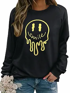 Жіночий Світшот Dresswel Осінь-Зима Круглий виріз Довгий рукав Принт Smile Бавовна - Фото 1