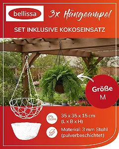 Подвесные кашпо bellissa 97735/97736 с кокосовой вкладкой Ø35 см Набор из 3 шт. synthetic.ua - Фото 1