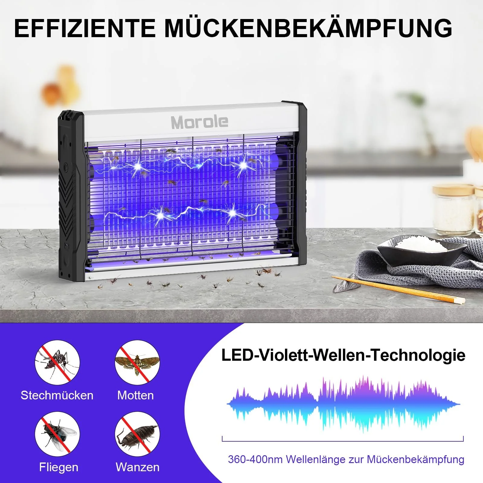 Знищувач комах електричний Mosquito Trap 3200 V Type-C Ultraviolet Indoor and Outdoor, фото №2