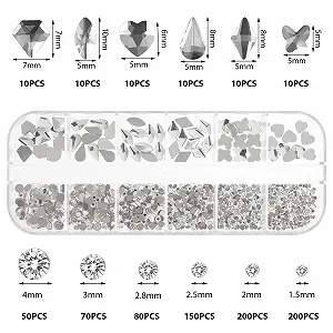 Стразы для ногтей круглые кристаллические 3D декоративные прозрачные, 810 шт synthetic.ua - Фото 1