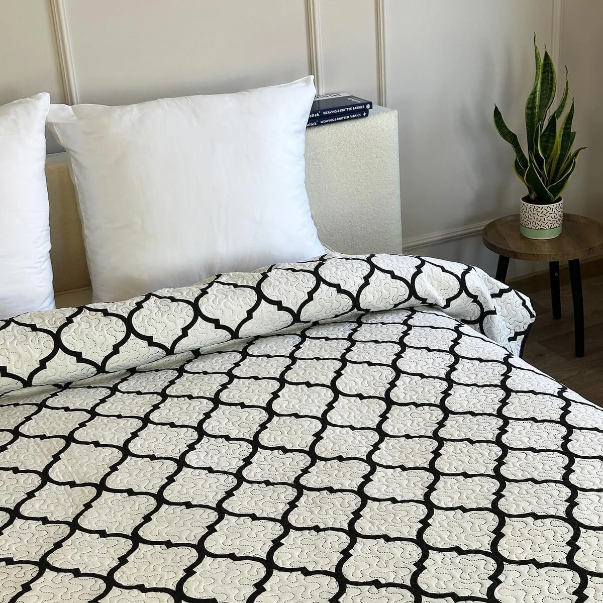 Покривало Euromat 220 x 240 см Чорний, Білий - Марокканський меридіан SY-1706, фото №5 Покривало Euromat 220 x 240 см Чорний, Білий - Марокканський меридіан SY-1706, фото №5