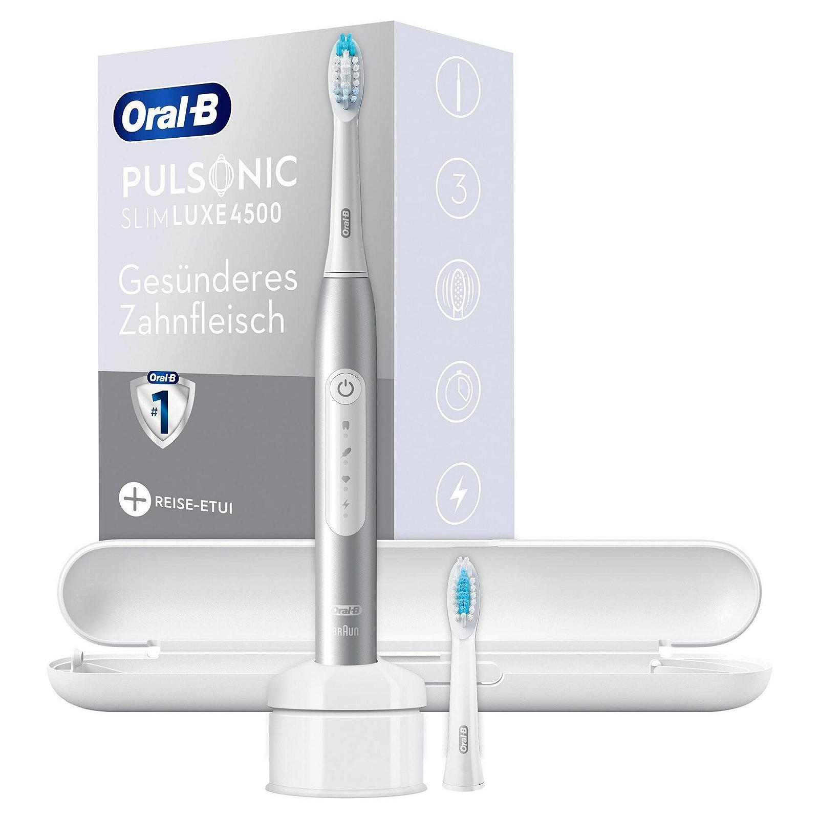 Зубна щітка електрична звукова Oral-B Pulsonic Slim Luxe 4500 Platinum та 2 змінні насадки, фото №2