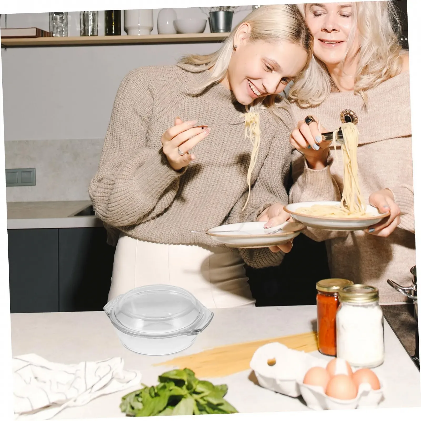 Стеклянная форма для запекания TOYANDONA с термостойкой крышкой и ручками Прозрачная, фото №4