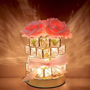 Настольная лампа Pink Crystal Flower Lamp беспроводная аккумуляторная 3 цвета LED розовая synthetic.ua - Фото 1