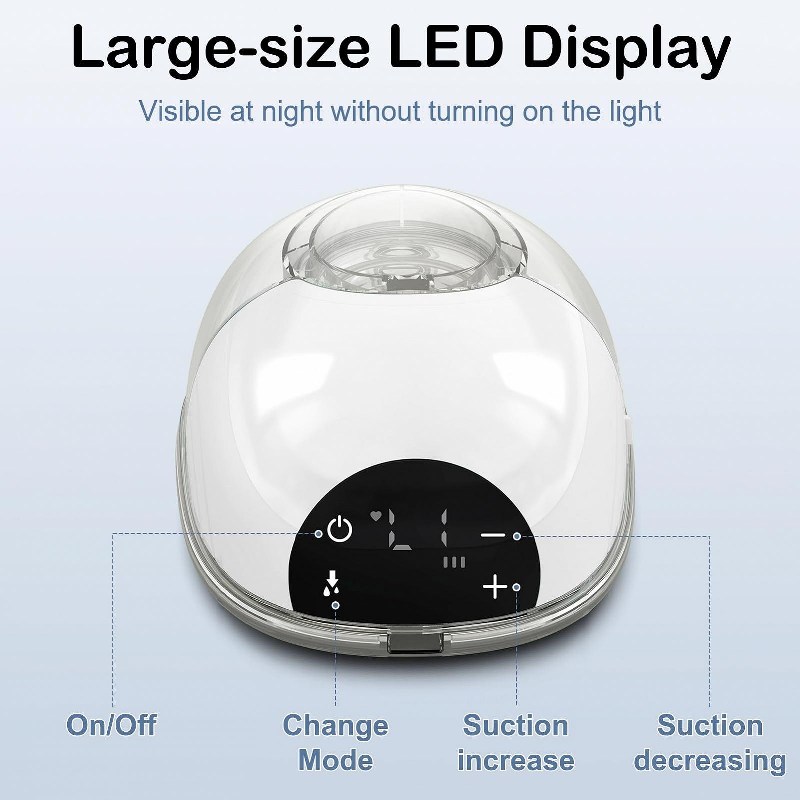 Молокоотсос электрический, 4 режима и 12 уровней, портативный, безболезненное сильное всасывание, низкий уровень шума, предотвращение протечек с фланцами 17/19/21 мм (белый), фото №6 Молокоотсос электрический, 4 режима и 12 уровней, портативный, безболезненное сильное всасывание, низкий уровень шума, предотвращение протечек с фланцами 17/19/21 мм (белый), фото №6