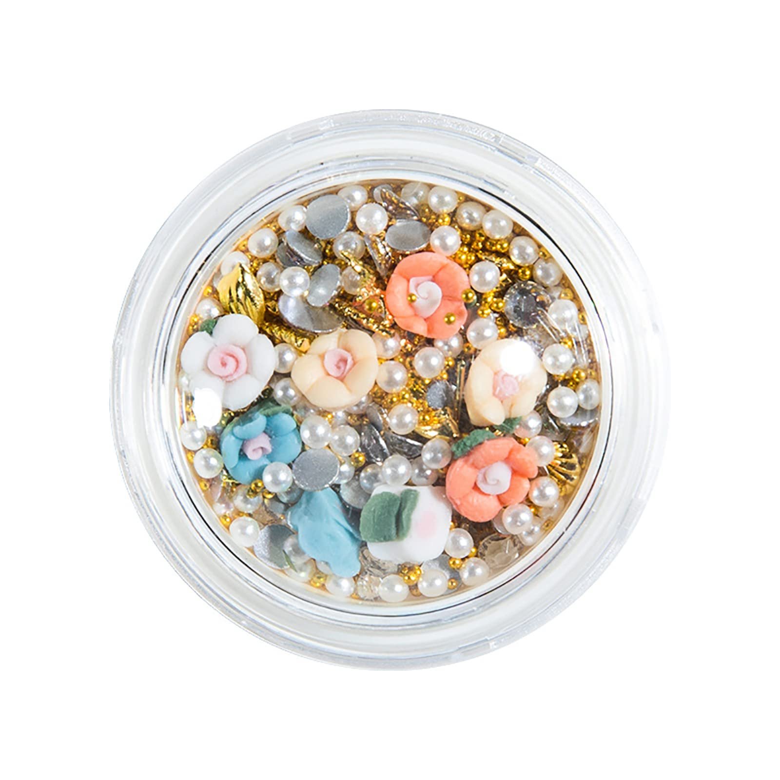 Стразы Цветок ракушки Металлические заклепки Жемчуг Микс в коробке Цветок ракушки 6, фото №1