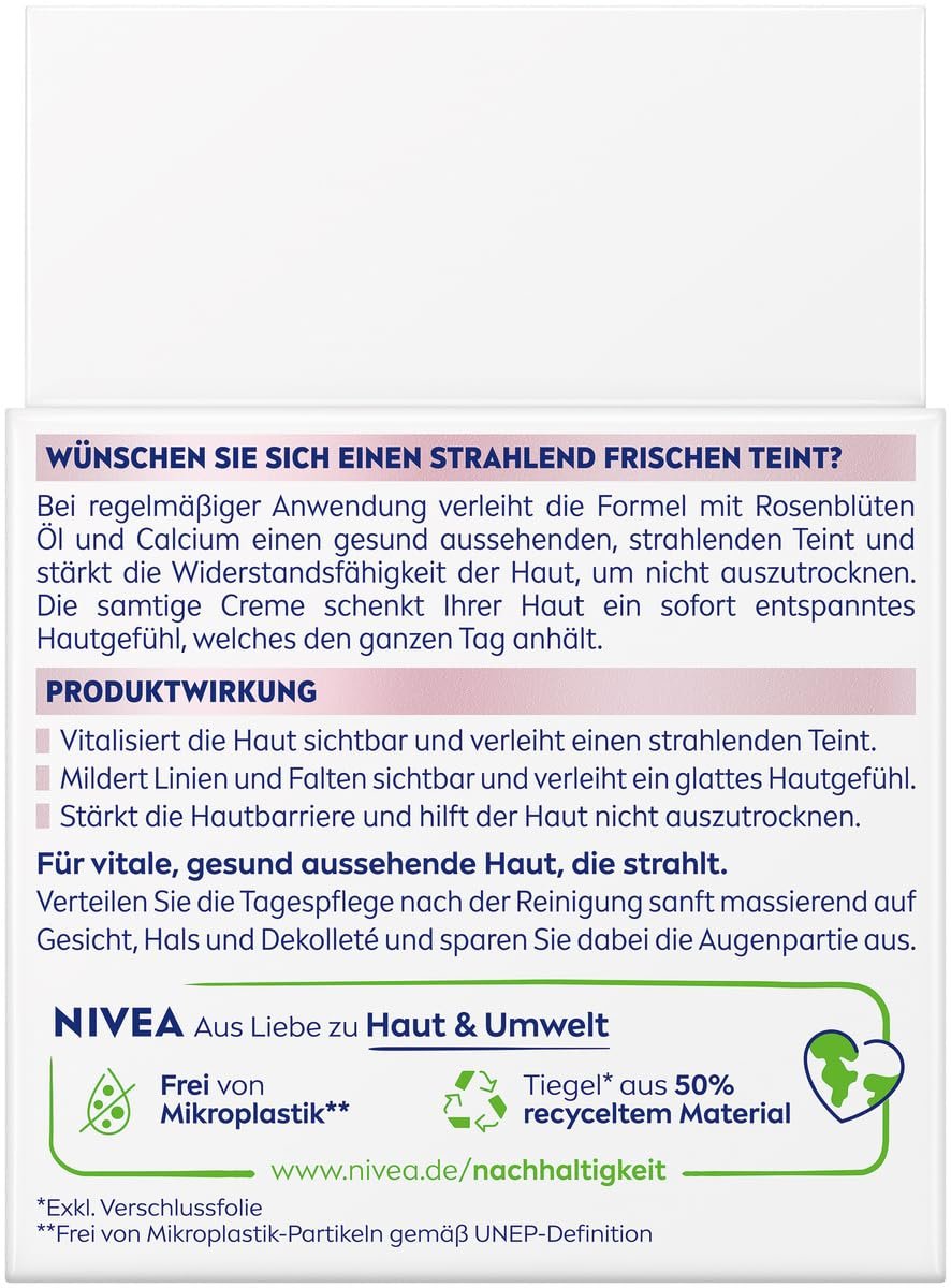 Денний крем NIVEA Vital Radiant Complexion живильний для зрілої шкіри з олією пелюсток троянди та кальцієм 50 ml, фото №7