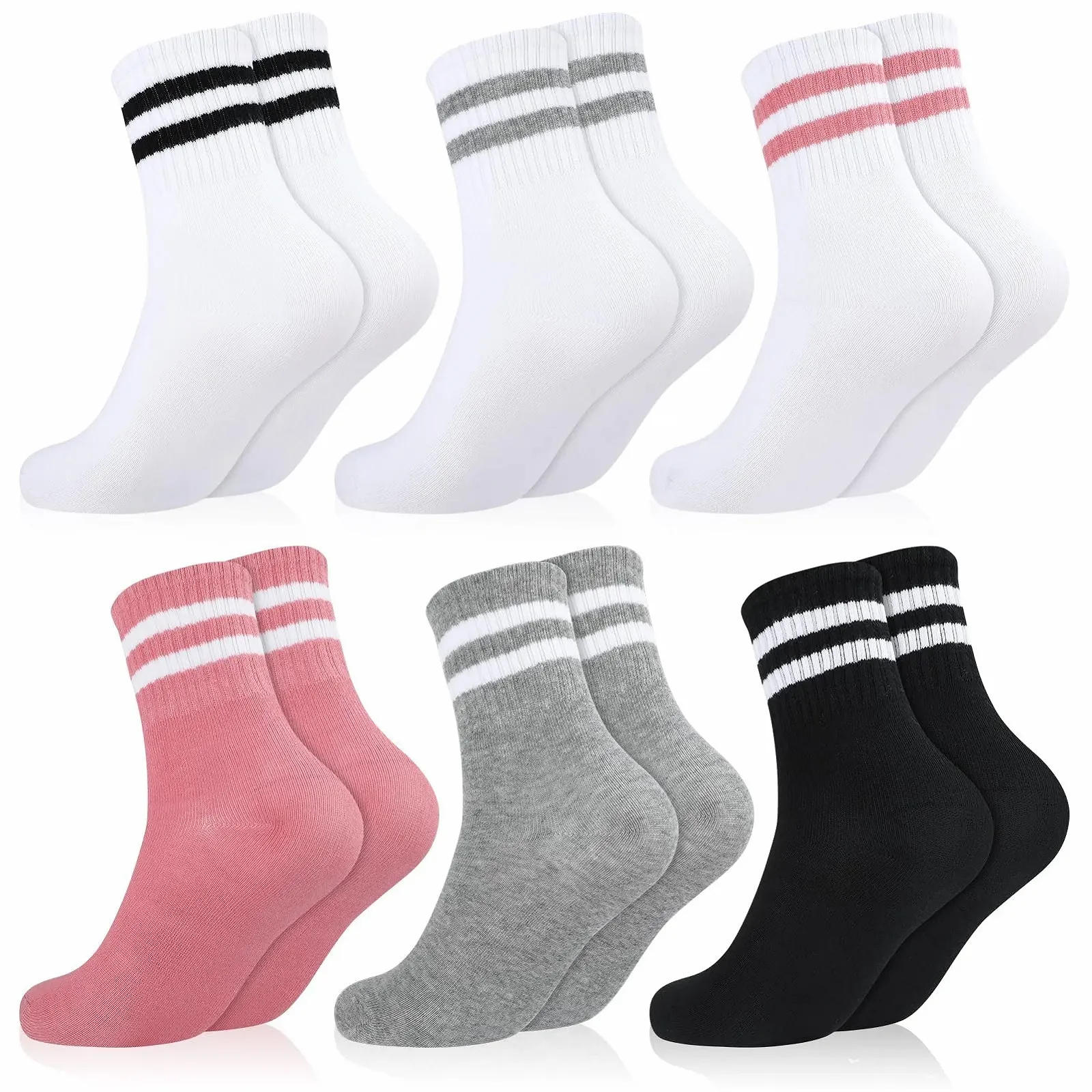 Носки теннисные Женские Полосатые Хлопковые Спортивные, 6 пар, фото №1 Носки теннисные Женские Полосатые Хлопковые Спортивные, 6 пар, фото №1