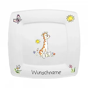 Детская Фарфоровая Тарелка для Завтрака Doriantrade Квадратная Жираф - Фото 1