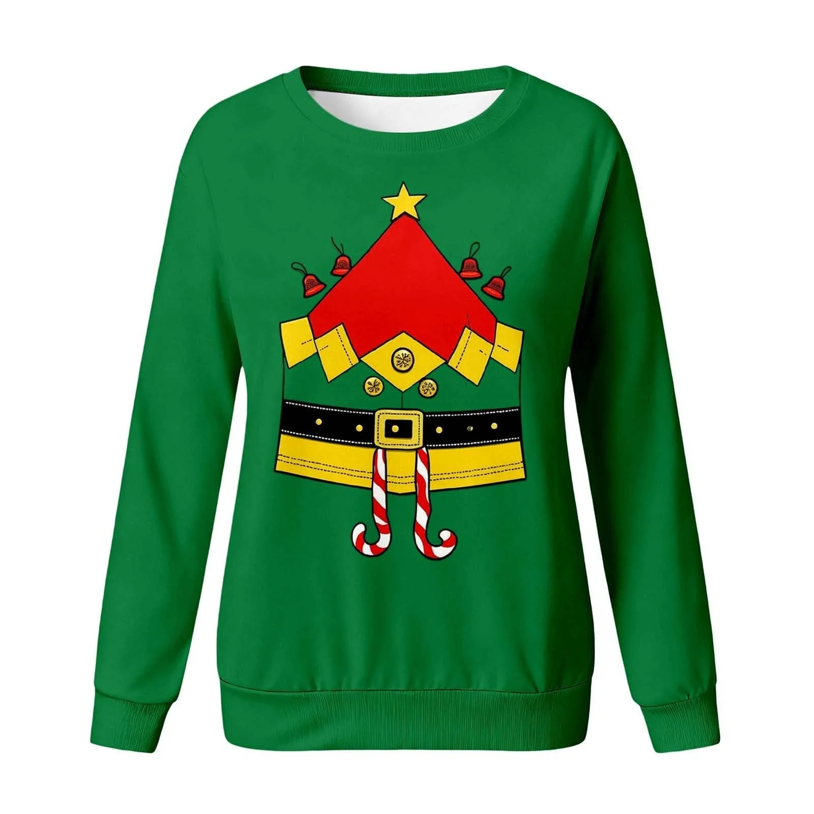 Рождественский джемпер Детский для девочек с мультяшным принтом Рождественский свитшот Модный Повседневный Круглый вырез Длинный рукав Удобный Рождественский джемпер Смешная Рождественская одежда для тематических вечеринок, фото №4