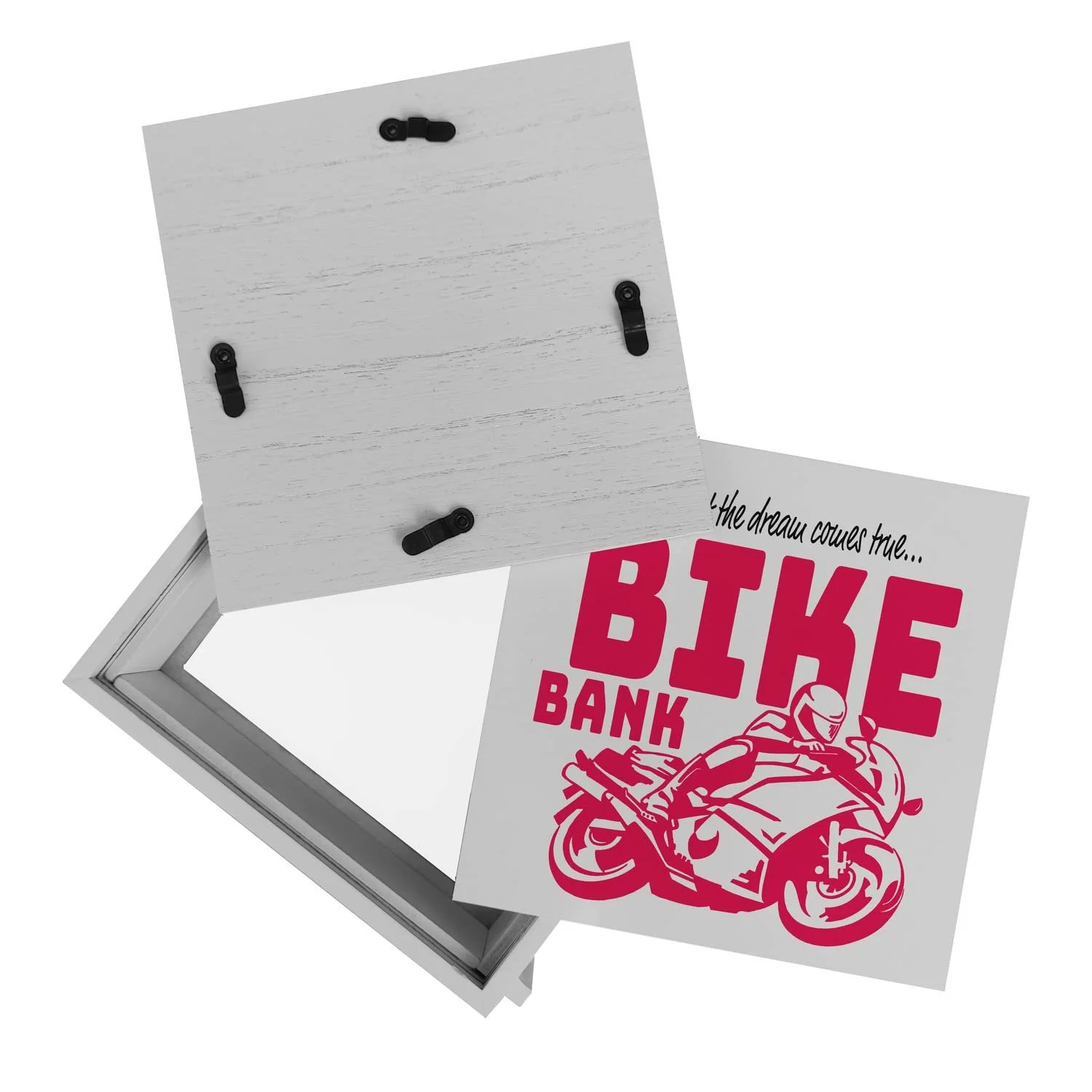 Скарбничка Bike Bank Frame дерев'яна червона мотоцикліст, фото №6