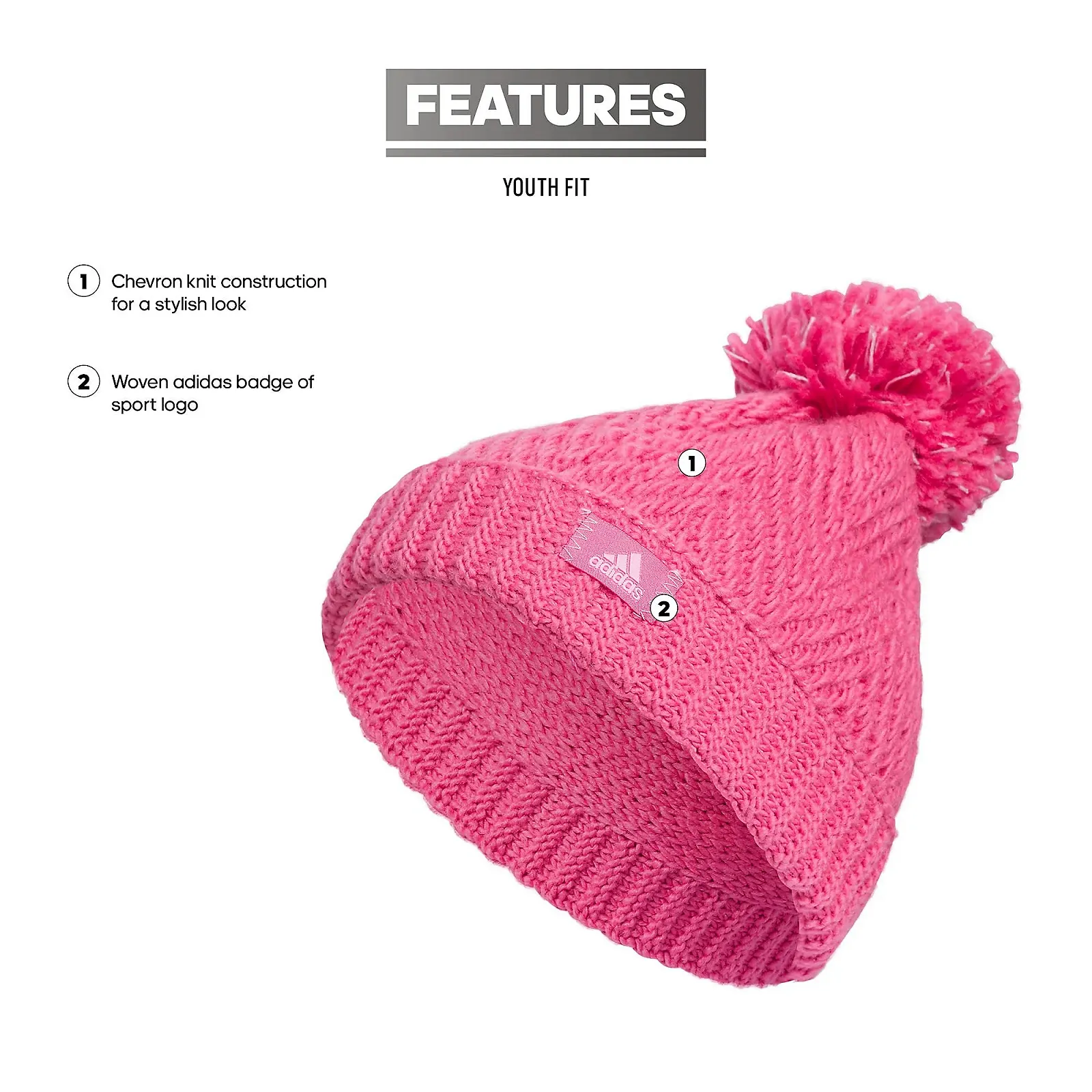 Шапка adidas Twilight Ballie Pom Розовый Fusion/Орхидея Fusion Фиолетовый, фото №2 Шапка adidas Twilight Ballie Pom Розовый Fusion/Орхидея Fusion Фиолетовый, фото №2