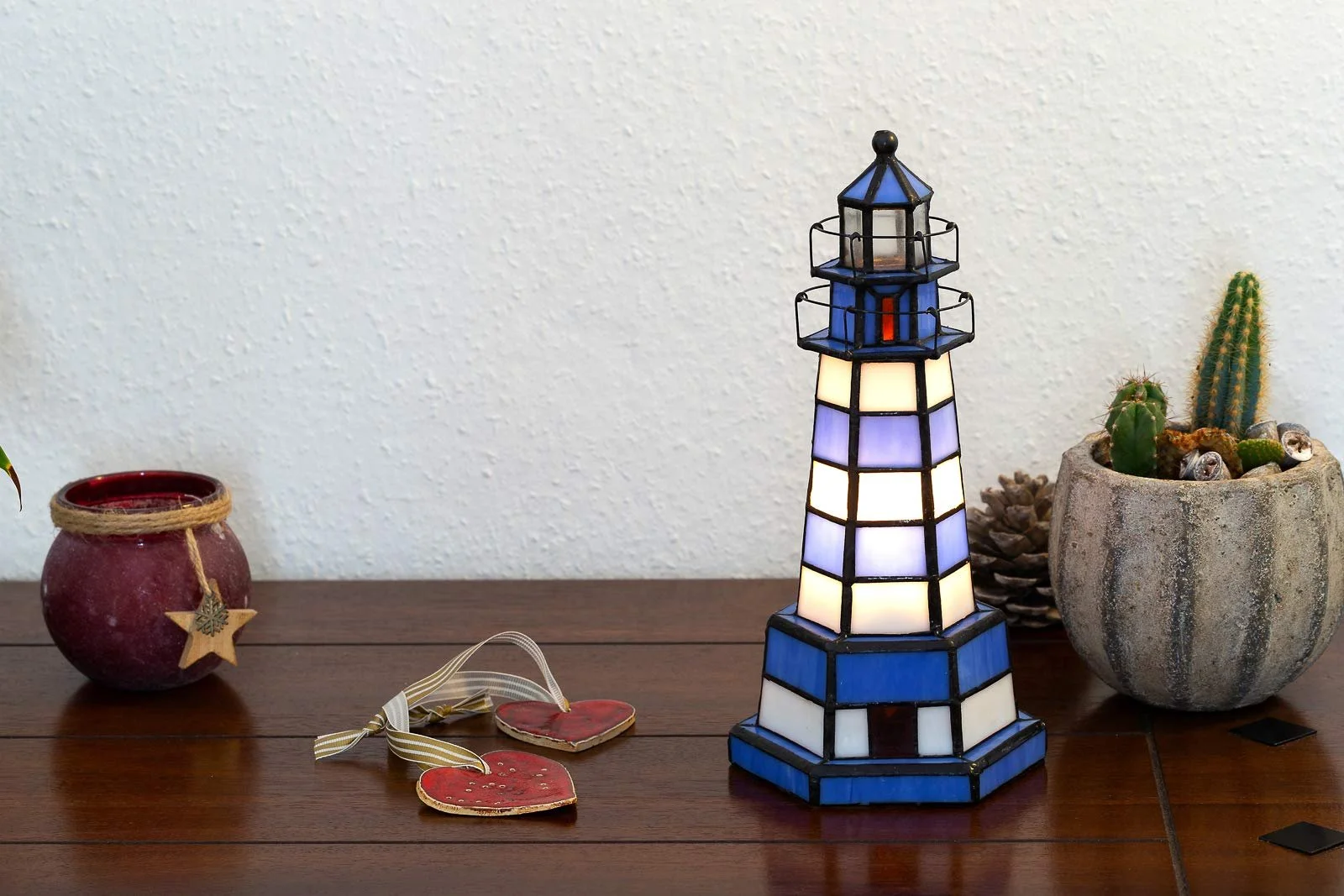 Настільна лампа Tiffany Style Glass Blue/White, фото №4