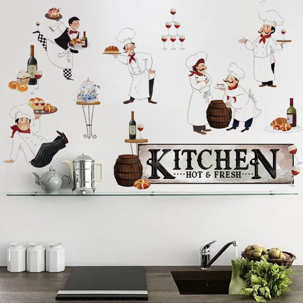 Наклейка на стіну Runtoo Кухня Шеф-кухар Чорна, фото №2
