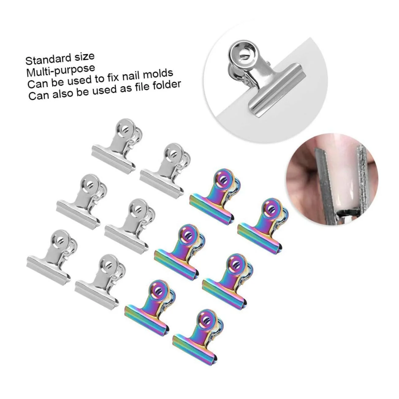 Клипсы для ногтей PACKOVE, 12 шт., для нейл-арта, металлические, фото №5