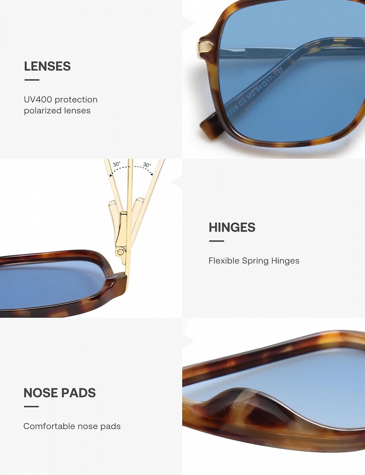 Сонцезахисні окуляри Retro SOJOS SJ2229 для чоловіків та жінок, полікарбонатні лінзи, модні прямокутні 90-х, фото №4