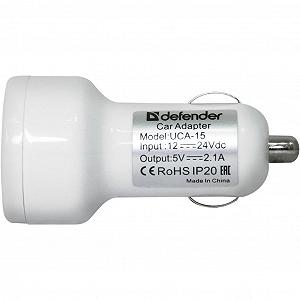 Зарядные устройства для гаджетов Defender UCA-15, 2*USB, 5V/2.1A, White 83562 synthetic.ua - Фото 1