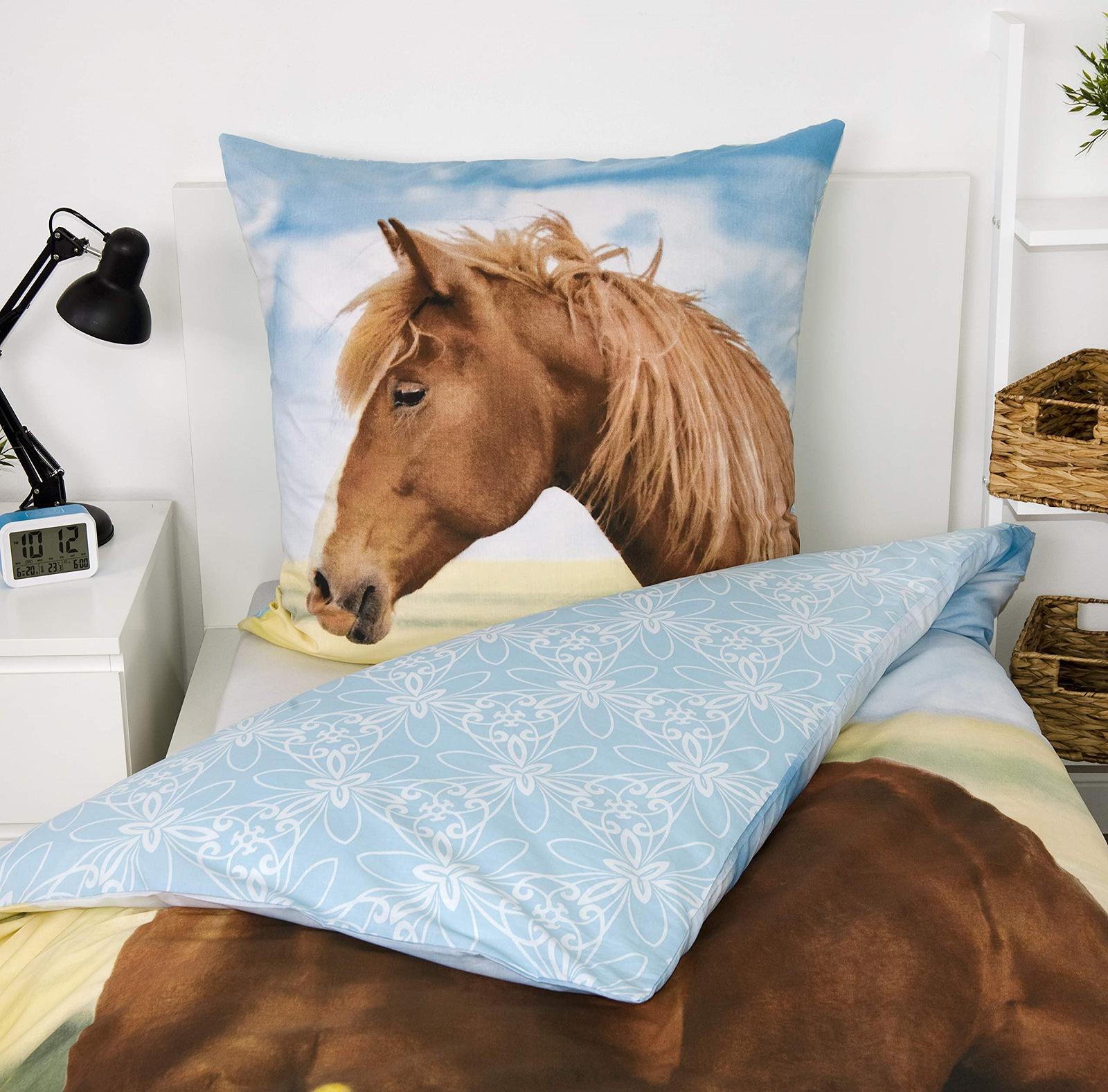 Комплект Постільної Білизни Herding Young Collection Реверсивний Мотив Коня 140 x 200 см, Наволочка 70 x 90 см, Бавовна/Ренфорс, фото №4