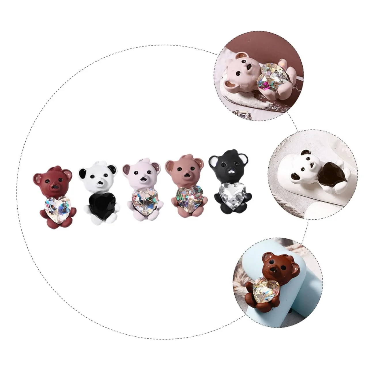 Украшение для ногтей Медведь PLAFOPE 5 шт., 3D наклейка для ногтей, фото №8
